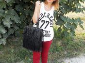 Outfit: Maxi canotta borsa frange