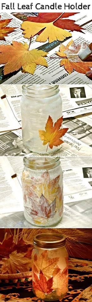 Tutorial portacandele autunno fai-da-te fall-leaf-candle-holder