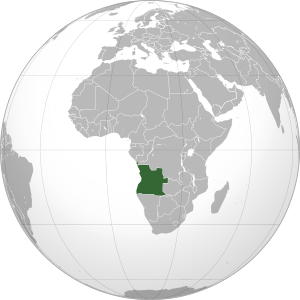 English: Angola (orthographic projection) Espa...