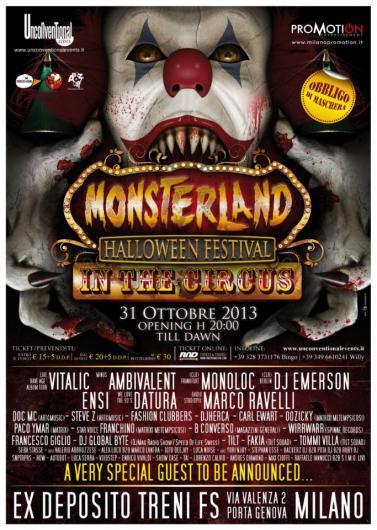 Molella, dj Global Byte, Datura al Monsterland Halloween Festival in The Circus Milano