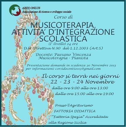 Corso di Musicoterapia AttivitÃ  dIntegrazione Scolastica nei giorni 22, 23, 24 novembre 2013 a Buseto Palizzolo (TR).