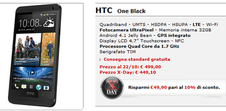 HTC One Black [Super Offerte Smartphone] HTC One 449 €, Nexus 4 259 € ed S2 Plus a 199 €