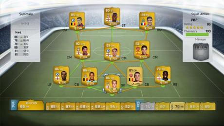 L'interfaccia dell'Ultimate Football team di Fifa 14