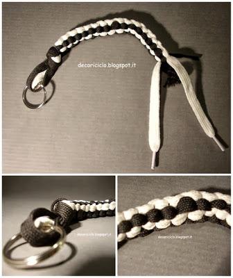Porta-chiavi scubidù, fatto con le stringhe delle scarpe, da Ilaria