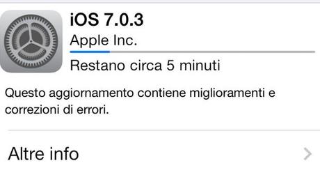 Apple aggiorna iOS alla versione 7.0.3
