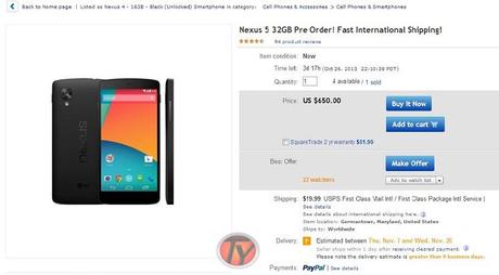 Nexus 5 in vendita su ebay