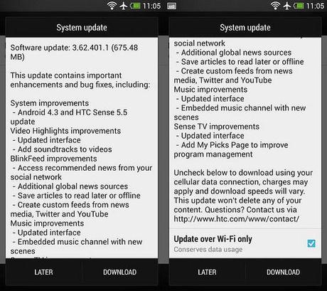 Android 4.3 Sense 5.5 HTC One Finalmente arriva Android 4.3 con Sense 5.5 per HTC One anche in Italia