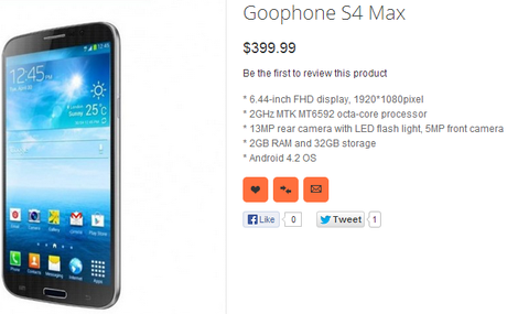 GooPhone S4 Max Goophone S4 Max, il primo smartphone con CPU octa core reale!