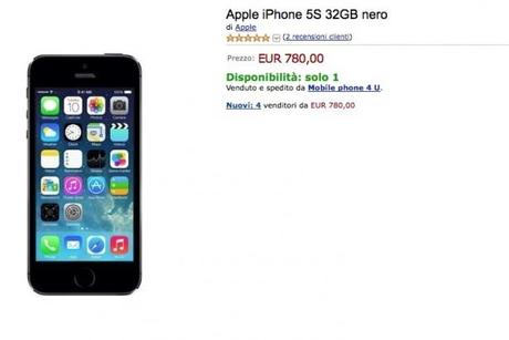 iPhone 5S da 32GB a 780€ su Amazon