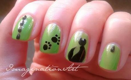 halloween gatto nero black cat nail art unghie 