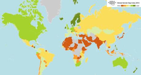 L'atlante del Global Gender Gap 2013, stilato dal World Economic Forum (weforum.com)