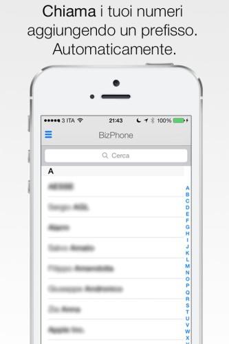  Lapplicazione Chiamate Aziendali si aggiorna cambiando nome in  BizPhone  Chiamate Aziendali con prefisso riscritta totalmente con supporto a iOS 7