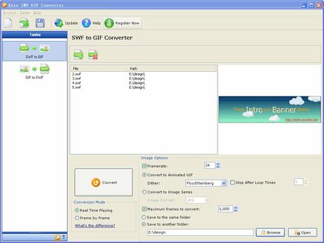 screenshot1 SWF to GIF Converter 4.0 Gratis: Convertire Video in Flash SWF in GIF animate [Windows App]