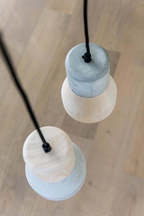 Specimen - Cement wood lamp, lampada in legno e cemento