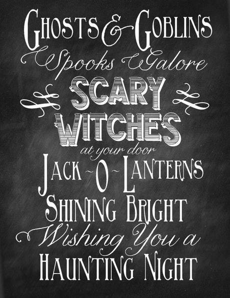 Ghosts and Goblins Halloween Chalkboard Quote via Nest of Posies