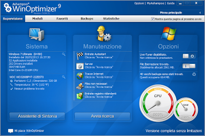 0 Ashampoo WinOptimizer 9 Gratis con Licenza: Il miglior programma per Velocizzare Windows e rimuovere file inutili oggi Gratis [Windows App]