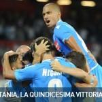 Napoli-Catania: l'esultanza del gruppo azzurro dopo un gol