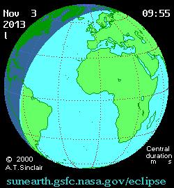 Eclissi solare ibrida del 3 novembre 2013: diretta streaming