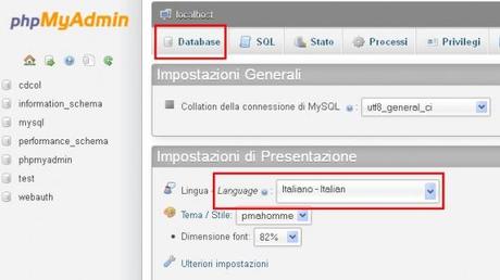 phpMyAdmin database wordpress locale 580x326 Come installare Wordpress in locale per provarlo sul tuo PC