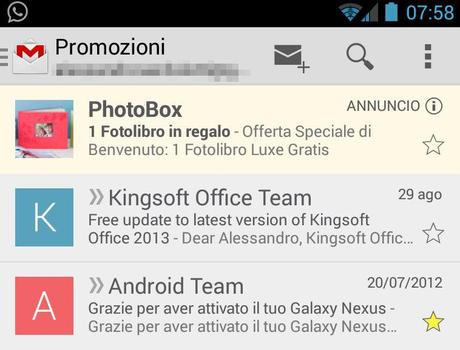 gmail pubblicit%C3%A0 Anche nellapp Gmail per Android fanno la loro comparsa le pubblicità