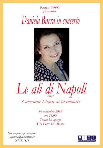 le ali di napoli Le ali di Napoli, Daniela Barra in concerto al Teatro Lo spazio di Roma