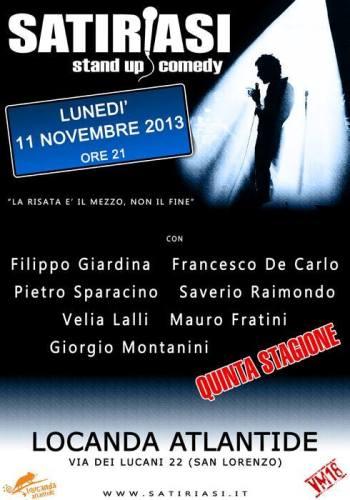 QUINTA STAGIONE LOCANDINA 11 NOVMEBRE Satiriasi Stand up Comedy, la nuova stagione teatrale alla Locanda Atlantide di Roma