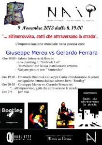 “Gatti che attraversano la strada”: Giuseppe Mereu VS Gerardo Ferrara, 9 novembre al Nai, Cagliari