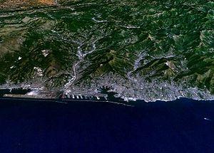 A satellite picture of Genoa