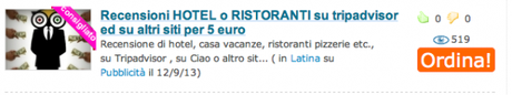 Recensioni false per Tripadvisor in vendita a 5 euro: li offre un portale di lavoro on line