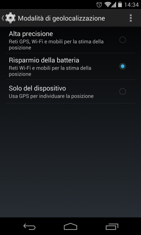 Screenshot 2013 11 09 14 34 35 460x766 Come allungare la durata della batteria sul Nexus 5 tramite due piccoli accorgimenti