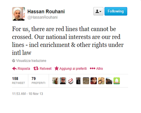 Il tweet di Hassan Rohani