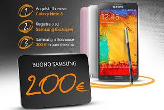 Passa a Samsung Galaxy Note 3: subito per te 200 euro di buoni acquisti!