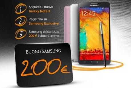 200 euro in regalo per chi acquista un Galaxy Note 3