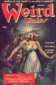 La copertina di un numero della  rivista pulp americana Weird Tales, dedicata al racconto di Edmon Hamilton