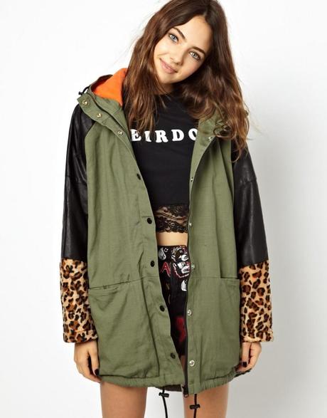 Lazy Oaf parka con maniche leopardate autunno inverno 2013 2014