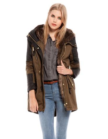 Parka Bershka con dettagli in ecopelle autunno inverno 2013 2014