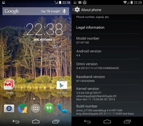 galaxy note 2 android 4.4 kitkat 4 Android 4.4 arriva anche sul Samsung Galaxy Note 2 N7100 grazie ad OmniROM