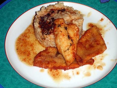 Risotto con i filetti di pesce persico del lago di Como