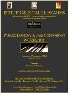 “1st Jazz Harmony  &  Jazz Composition  Workshop”a Riposto, domenica 17 Novembre