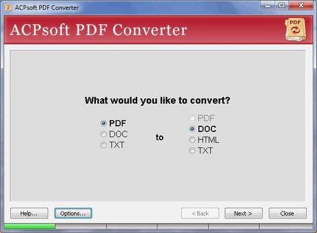 ACPsoftPDFConverter1 ACPsoft PDF Converter 2.0 Gratis: Convertire PDF in Word (DOC), TXT ed HTML [Windows App]