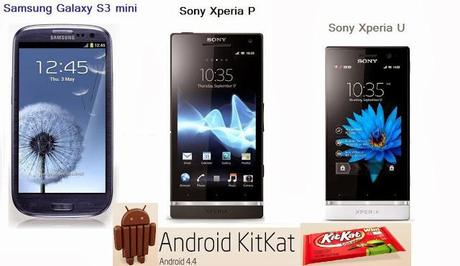 Android 4.4 Kit Kat disponibile per Galaxy S3 Mini: sarà la volta per il Sony Xperia P e Xperia U