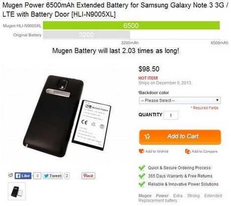Galaxy Note 3 Batteria maggiorata da 6500 mAh autonomia infinita