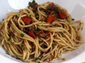 Spaghetti piccanti funghi olive nere