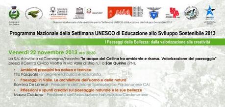 Convegno: Le acque del Cellina tra ambiente e risorsa. Valorizzazione del paesaggio. Settimana UNESCO a San Quirino PN