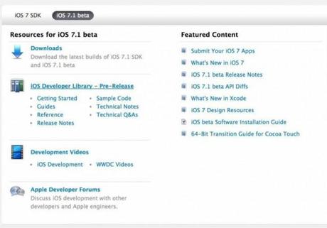  Apple rilascia iOS 7.1, ma solo per gli sviluppatori