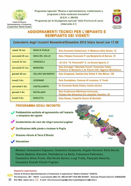 Seminari su “Aggiornamento tecnico sull’impianto e reimpianto dei vigneti”