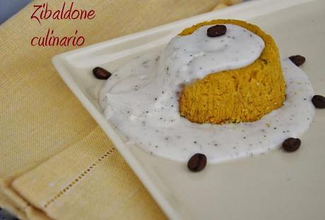 Sformato di zucca e funghi su crema al caffè