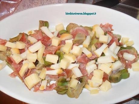 Tortino carciofi, scamorza e speck