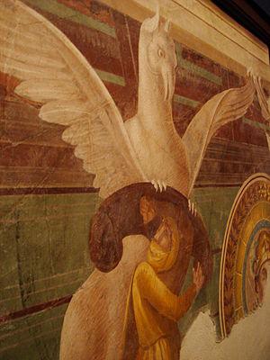 Arimaspe and Gryphon. Ancient Roman fresco (60...