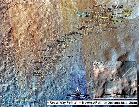 Curiosity traverse map sol 455